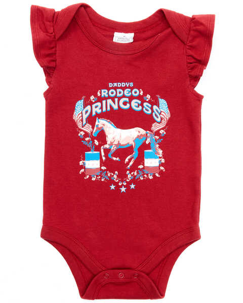 Shyanne Infant Girls'  Red Rodeo Princess Print Onesie Sleepwear Set , Red, hi-res