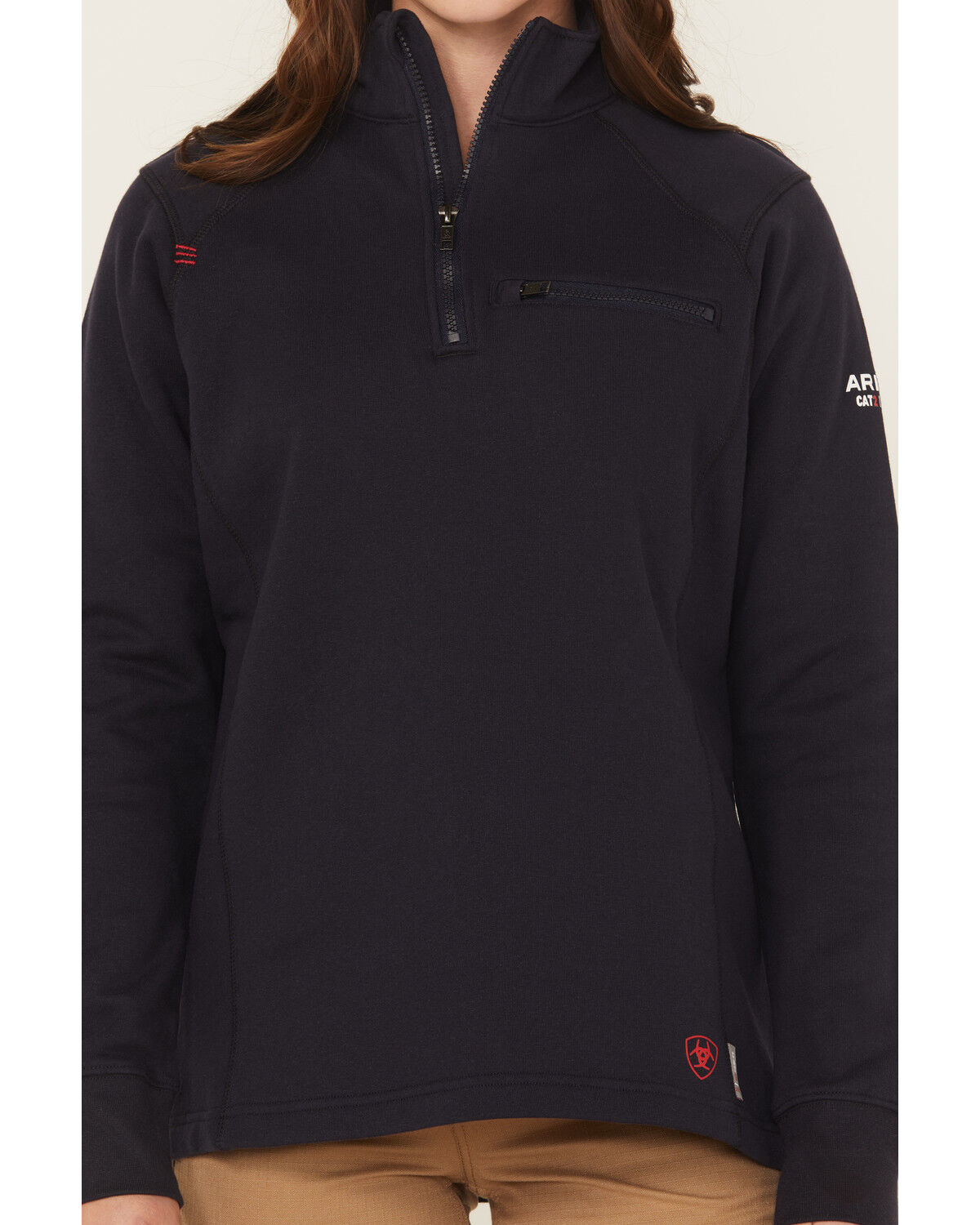 Image #3 - Ariat Women's FR Rev 1/4 Zip Pullover, Navy, hi-res
