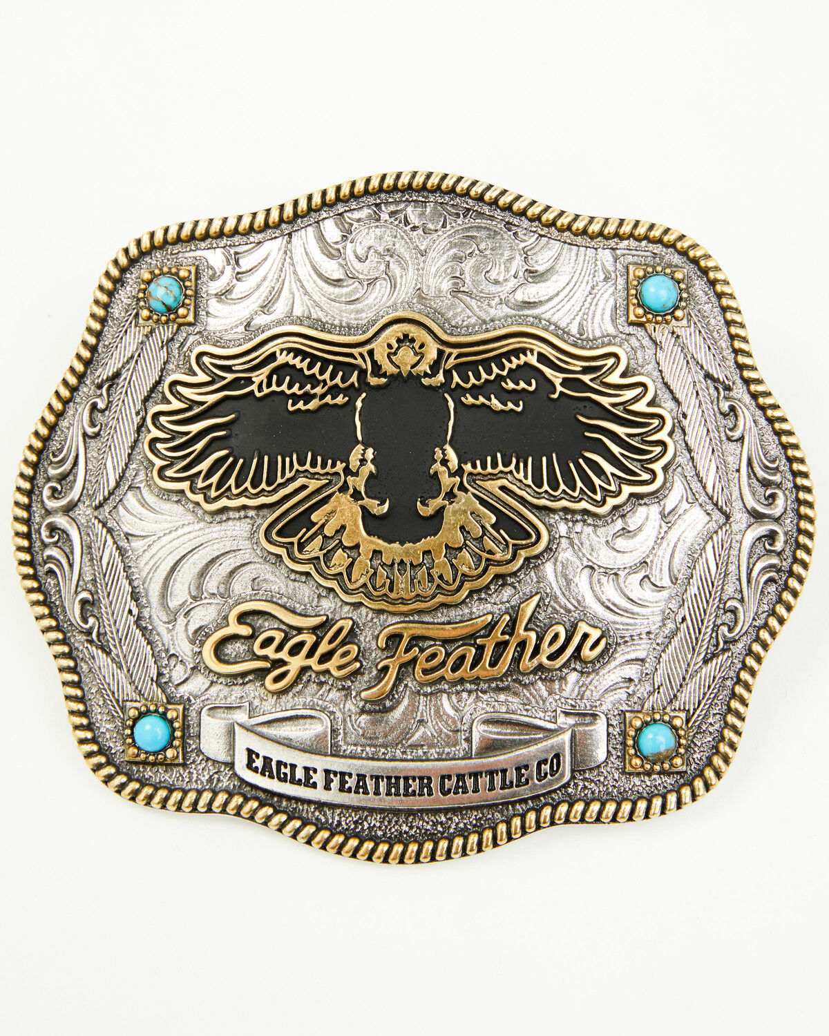 Image #3 - Montana Silversmiths X Ian Munsick Eagle Feather Belt Buckle, Multi, hi-res