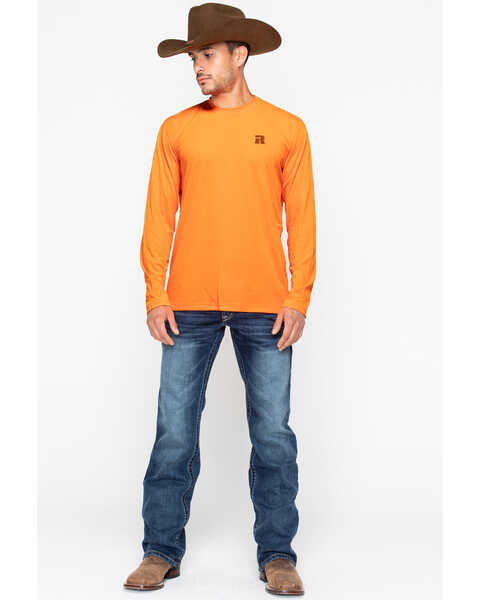 Image #9 - Wrangler Men's Riggs Crew Performance Long Sleeve T-Shirt, Bright Orange, hi-res