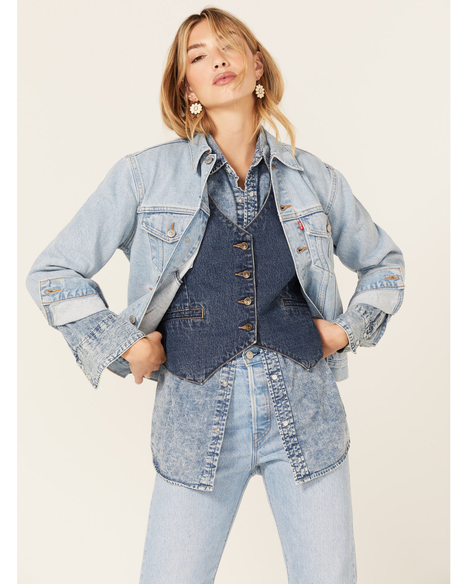 Product Name Levi s Women s Medium Wash Ex Boyfriend Denim Trucker Jacket