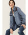 Image #1 - Cleo + Wolf Women's Axel Printed Long Sleeve Button-Down Shirt, Indigo, hi-res