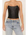 Understated Leather Women's Louise Leather Bustier, Black, hi-res