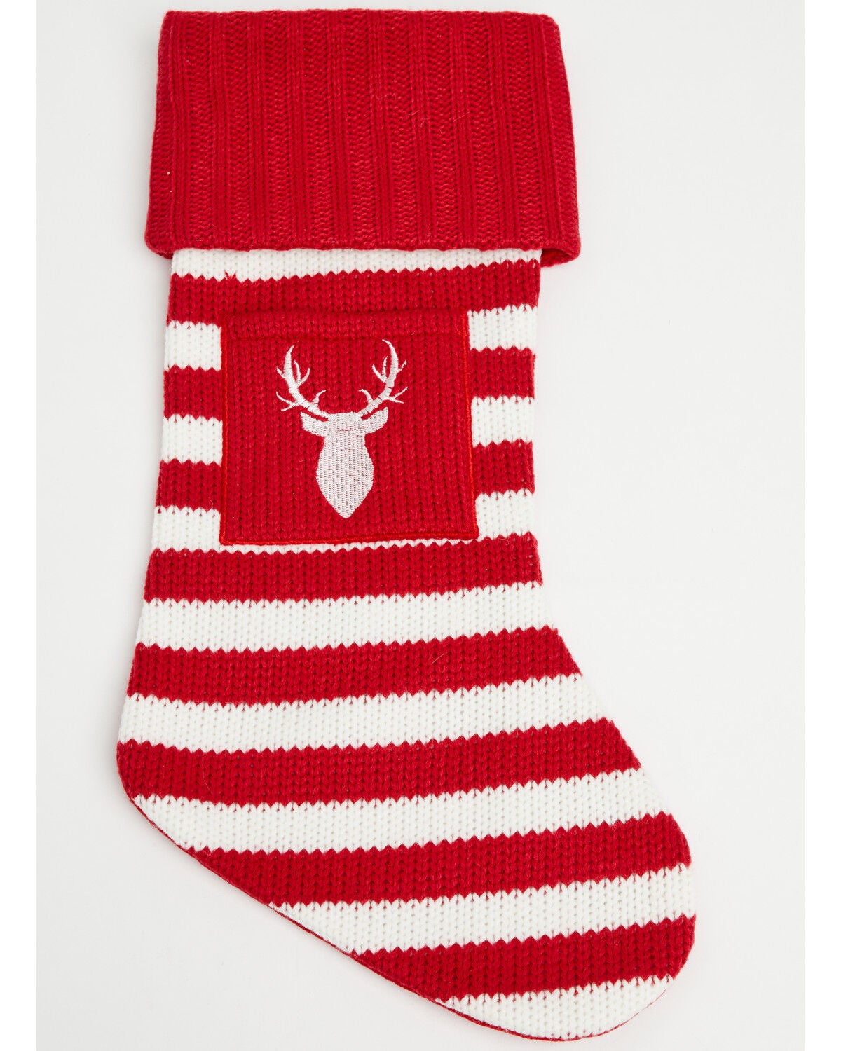 Kurt Adler Red and White Knitted Deer Stocking, Multi, hi-res