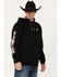 RANK 45® Men's Smoke On Striped Logo Sleeve Hooded Sweatshirt , Black, hi-res
