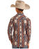 Image #2 - Panhandle Boys' Southwestern Print Long Sleeve Snap Western Shirt, Red, hi-res