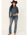 Image #1 - Rock & Roll Denim Women's Medium Wash Mid Rise Stretch Bootcut Jeans, , hi-res