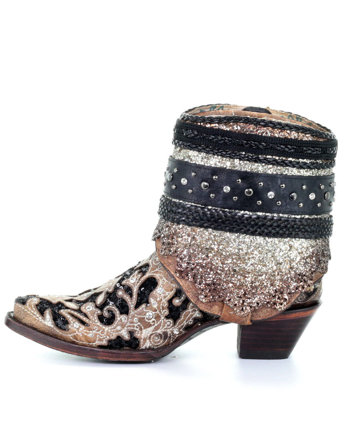 Image #3 - Corral Women's Glitter Flipped Shaft Fashion Booties - Snip Toe, , hi-res