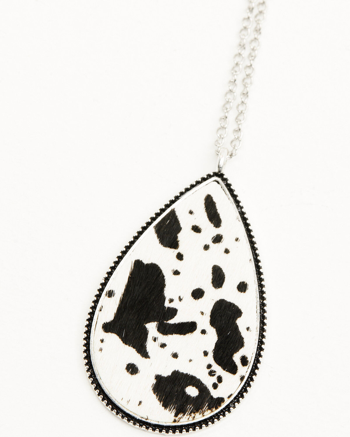 Image #3 - Shyanne Women's Cow Print Long Pendant Necklace and Earring Set, Silver, hi-res