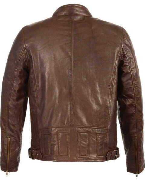 Image #2 - Milwaukee Leather Men's Stand Up Collar Leather Jacket - 3X Big , Brown, hi-res