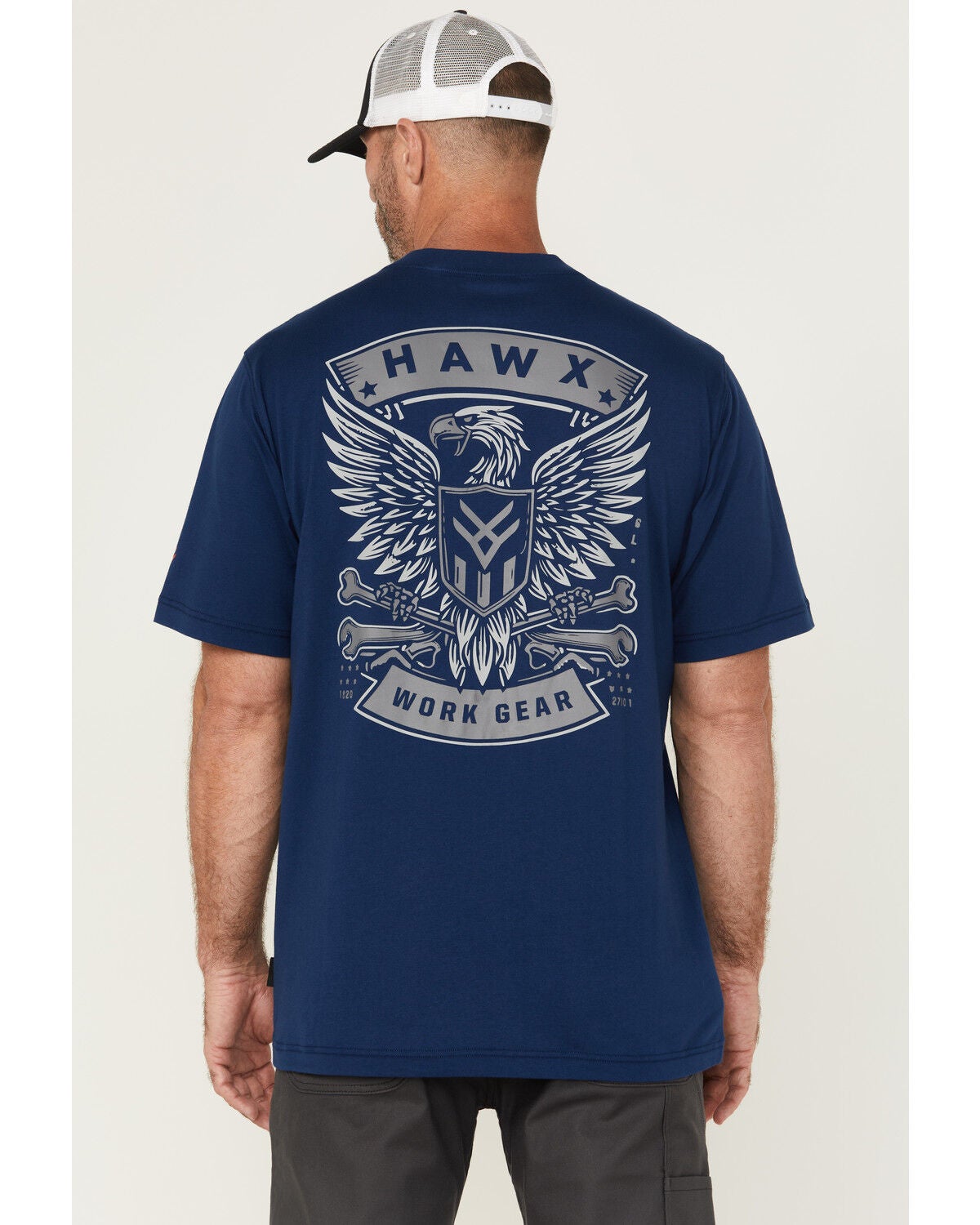 Hawx Men's Eagle Short Sleeve Graphic Work Shirt, Indigo, hi-res