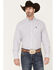Image #1 - Cinch Men's Small Print Long Sleeve Button Down Western Shirt, White, hi-res