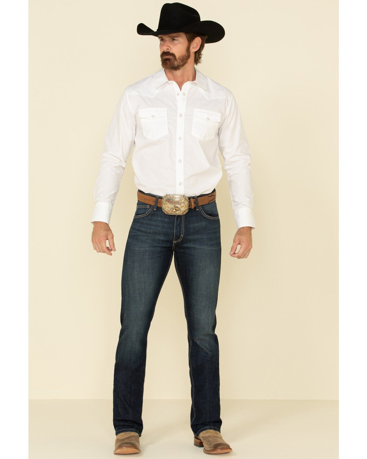 Image #1 - Wrangler 20X Men's No.42 Lawton Dark Stretch Vintage Slim Bootcut Jeans, , hi-res