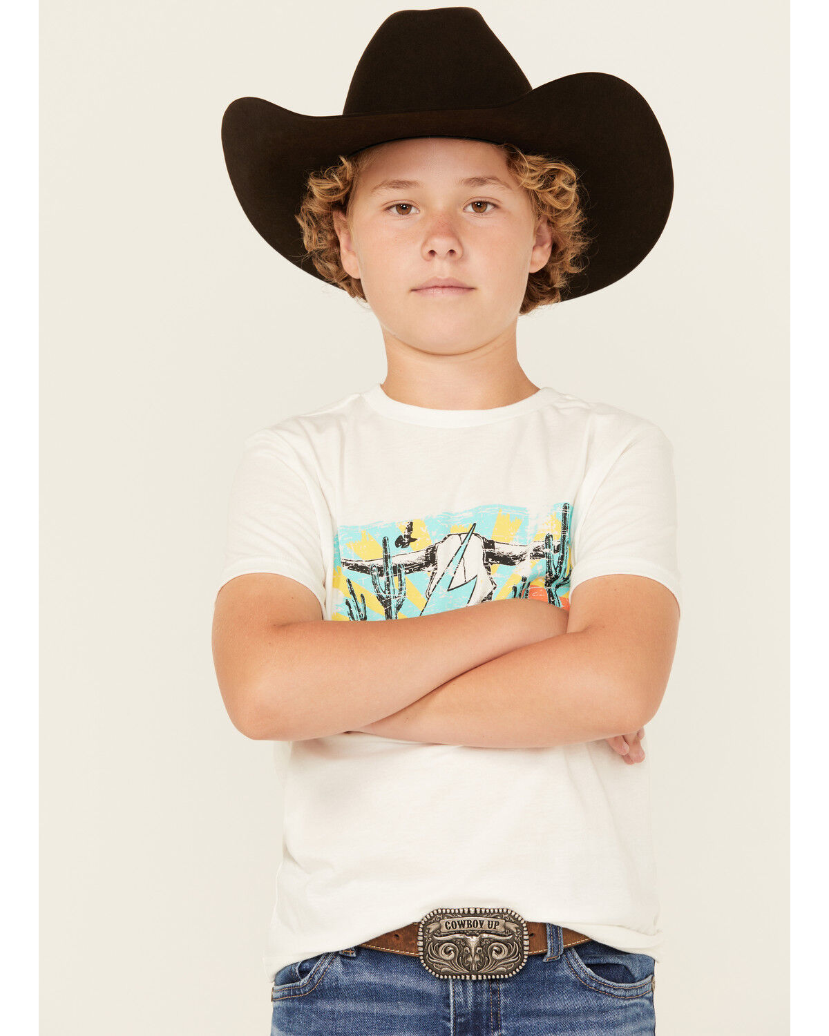 Image #2 - Rock & Roll Denim Boys' Lightning Bolt Short Sleeve Graphic T-Shirt, White, hi-res