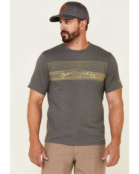 Columbia Men's Gray Sun Trek Graphic Short Sleeve T-Shirt , Grey, hi-res