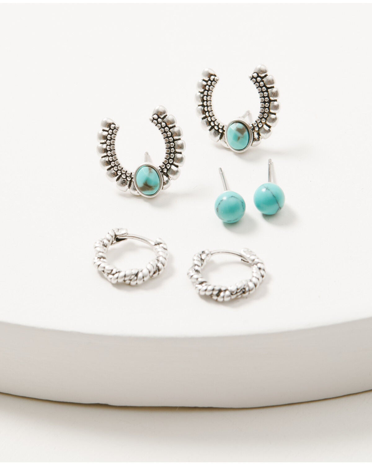 Image #2 - Lainey Wilson Women's Little Bitta Luck Horseshoe Hoop Earrings Set - 3 Piece, Silver, hi-res