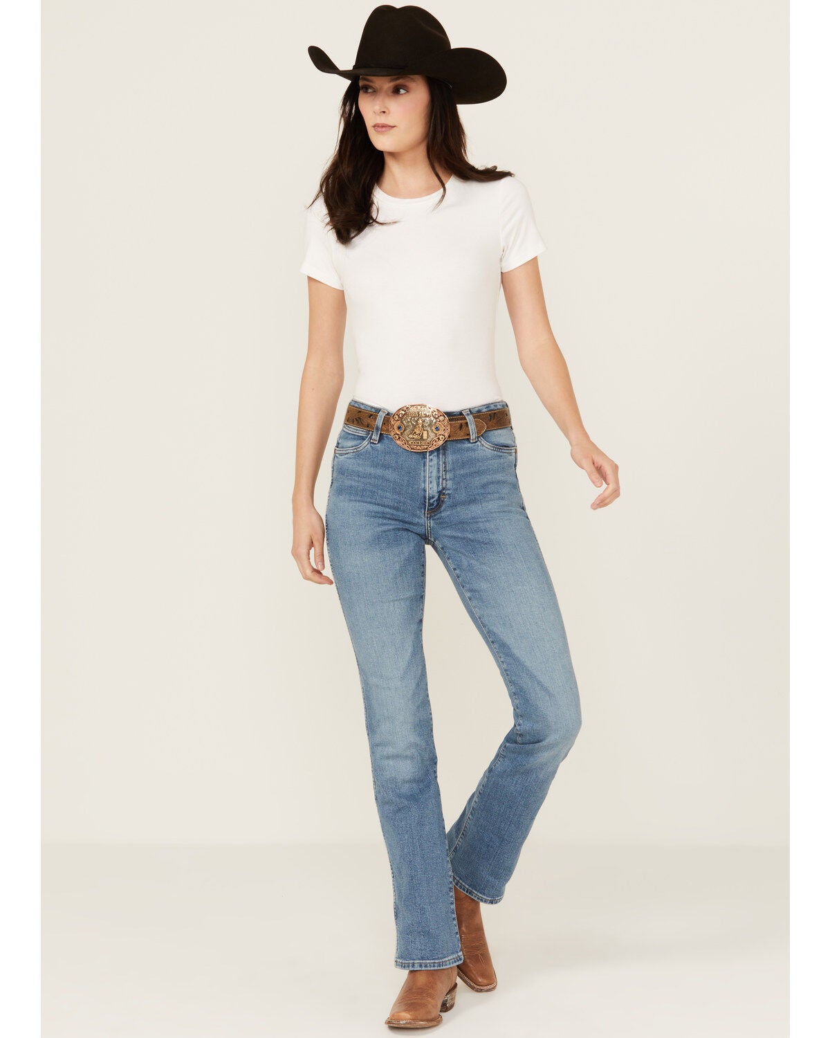 Wrangler Retro Women's Ember Medium Wash High Rise Bailey Bootcut Stretch Denim Jeans, Medium Wash, hi-res