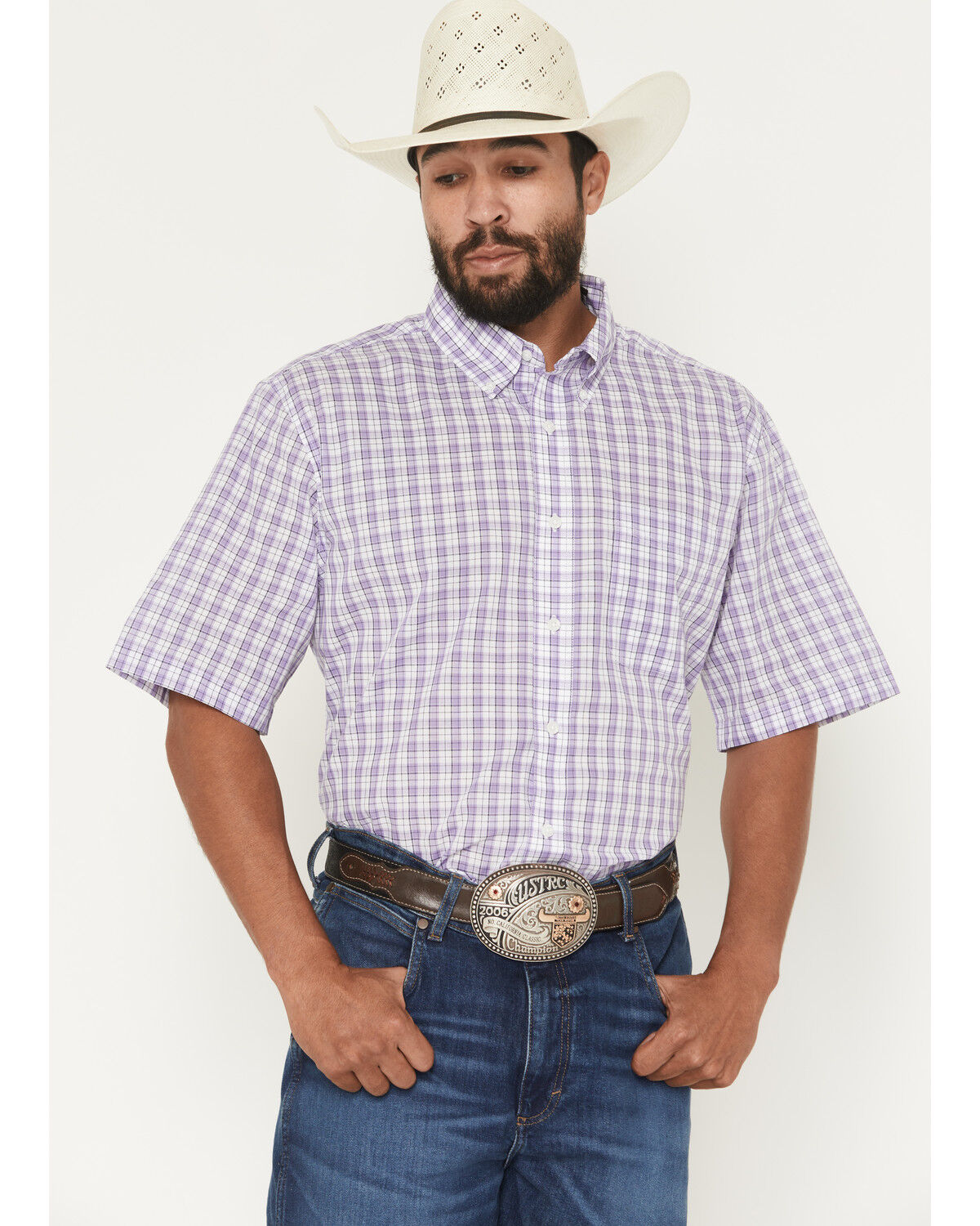 Image #6 - Wrangler Riata Men's Assorted Plaid Print Short Sleeve Button-Down Western Shirt, Multi, hi-res