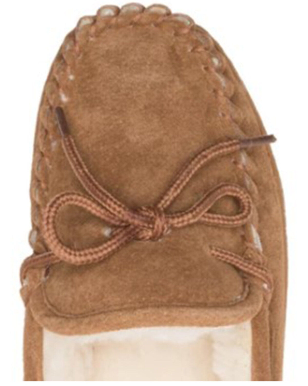 Image #4 - Lamo Footwear Girls' Suede Moccasins, Chestnut, hi-res