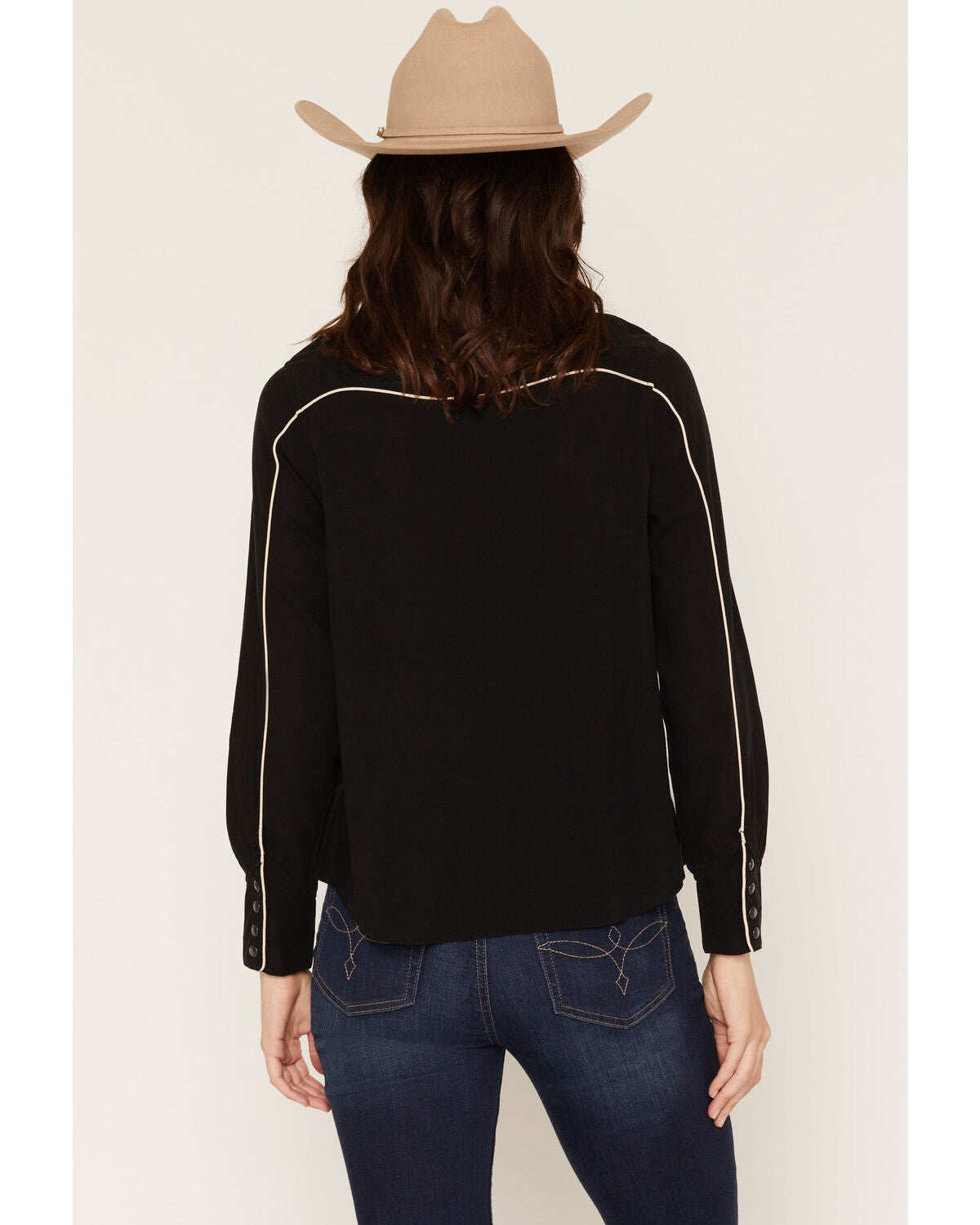 Image #4 - Kimes Ranch Women's Stevie Floral Embroidered Long Sleeve Pearl Snap Western Shirt, Black, hi-res