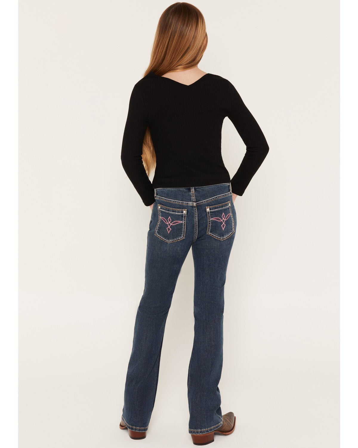 Shyanne Girls' Dark Wash Shayla Bootcut Stretch Denim Jeans, Dark Wash, hi-res