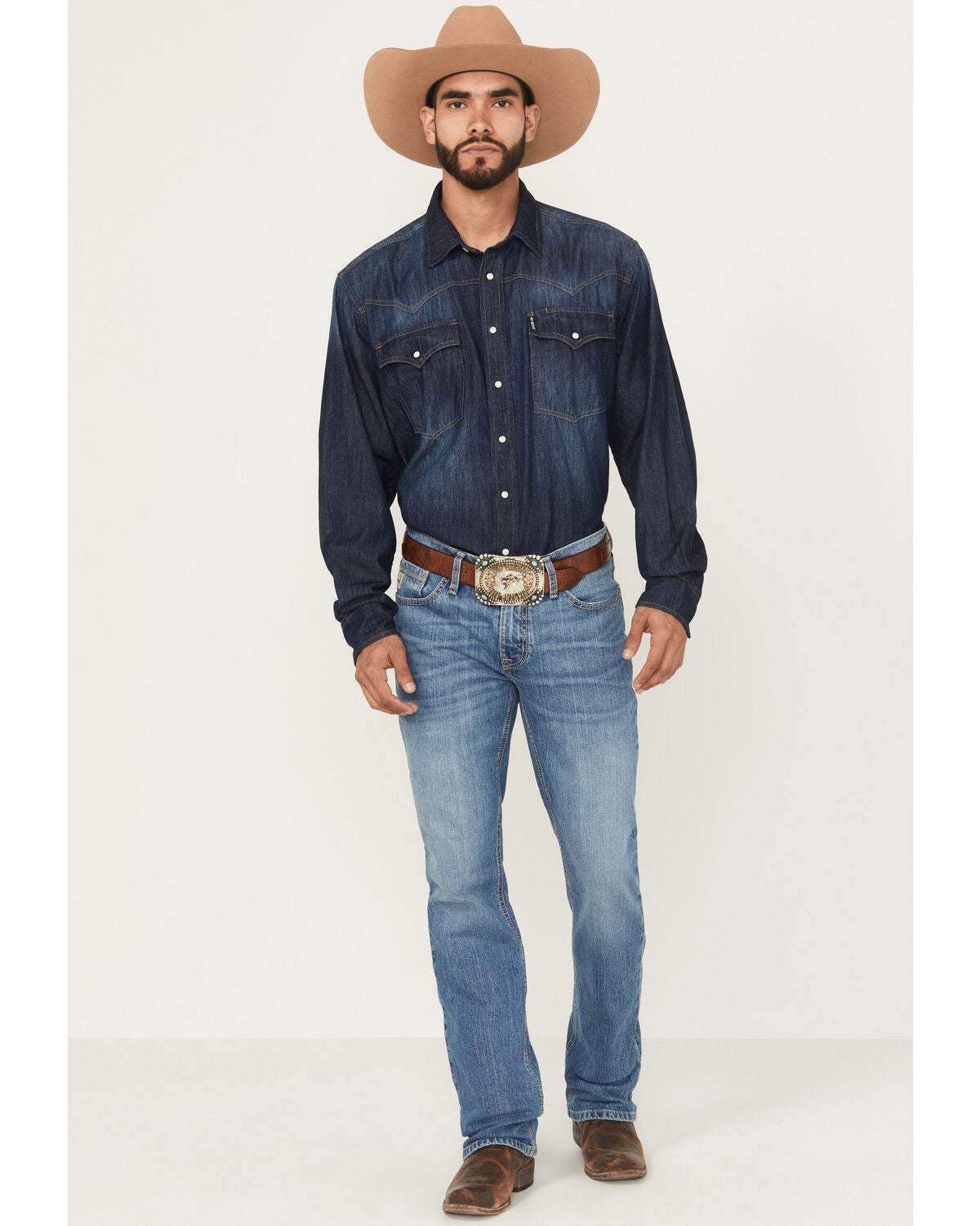 Cinch Men's Ian Medium Wash Slim Boot Stretch Denim Jeans, Indigo, hi-res