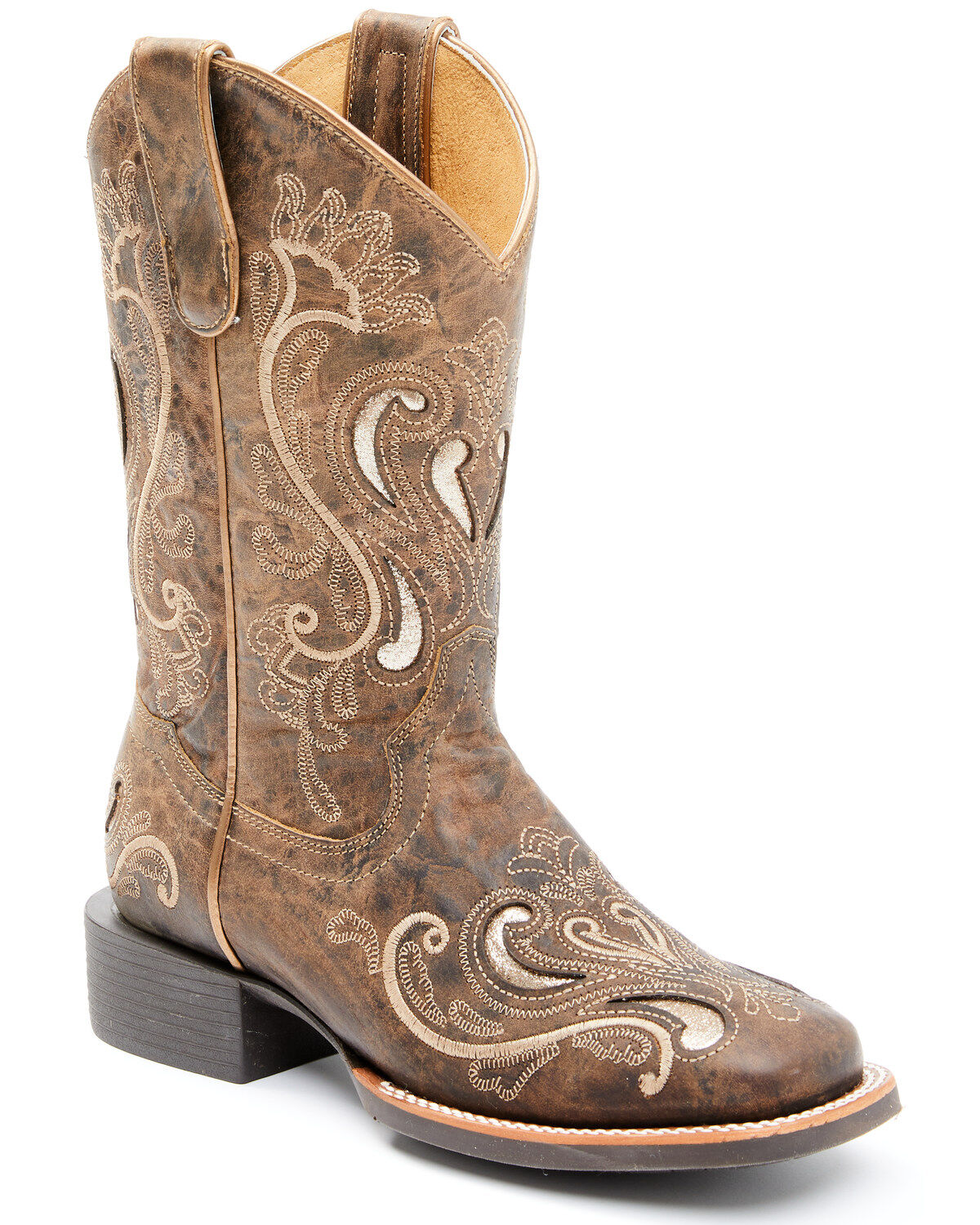 Image #1 - RANK 45® Women's Melody Western Performance Boots - Broad Square Toe, Tan, hi-res