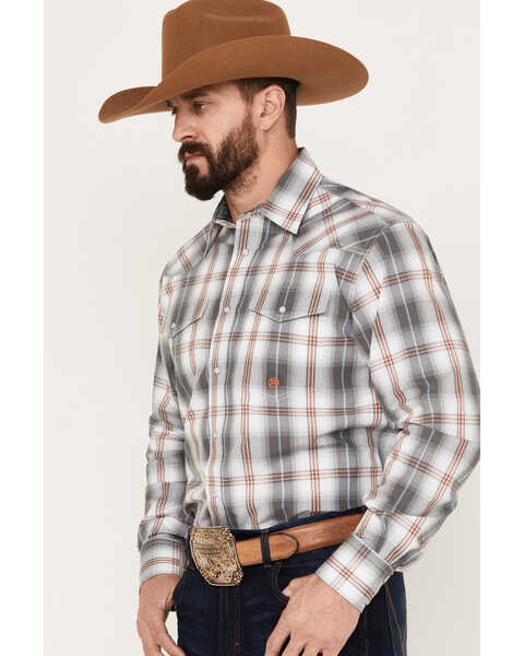 Image #2 - Roper Men's Amarillo Plaid Print Long Sleeve Western Snap Shirt, Grey, hi-res