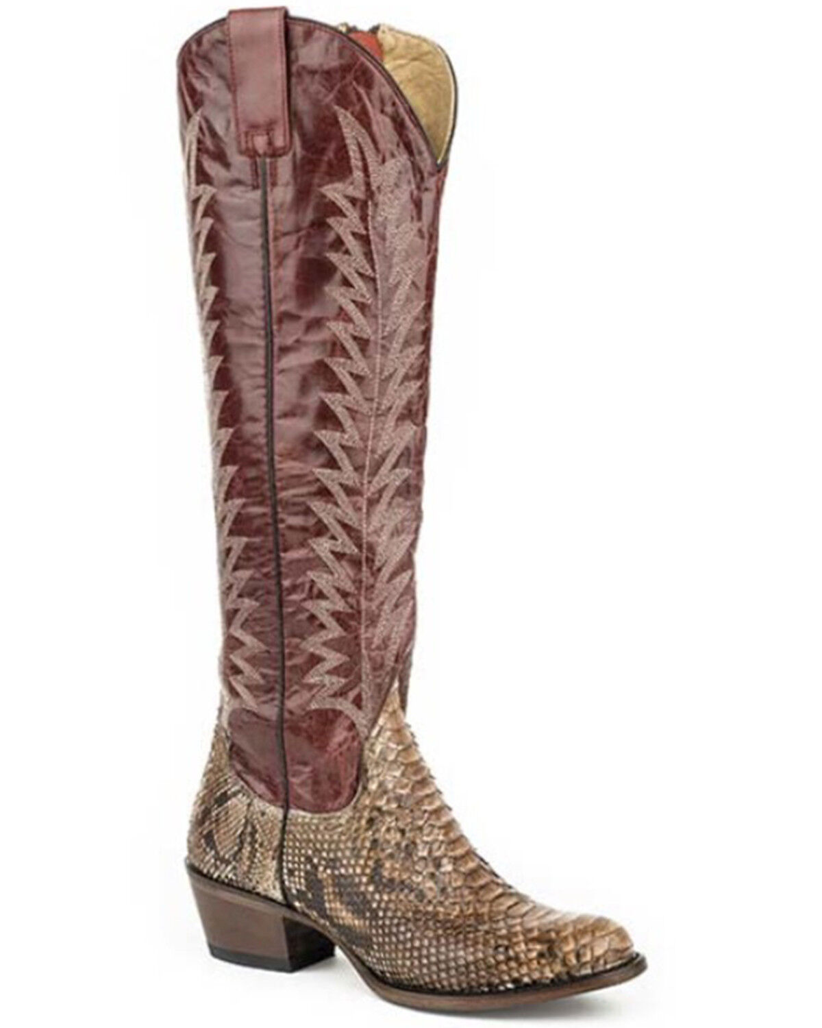 Image #1 - Stetson Men's Ruby Exotic Python Tall Western Boots - Round Toe, Red, hi-res