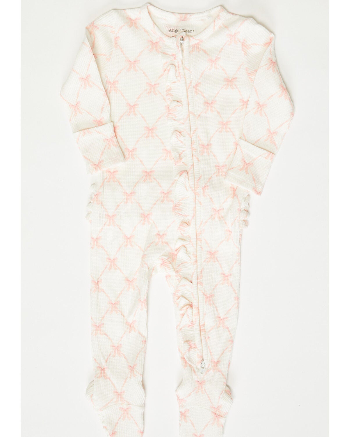 Angel Dear Infant Girls' Bow Zipper Onesie, White, hi-res