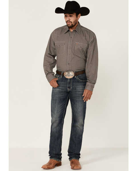 Stetson Men's Dash & Dot Geo Print Long Sleeve Button-Down Western Shirt , Grey, hi-res