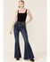 Rock & Roll Denim Women's Seamed Bell Bottom Jeans, Blue, hi-res