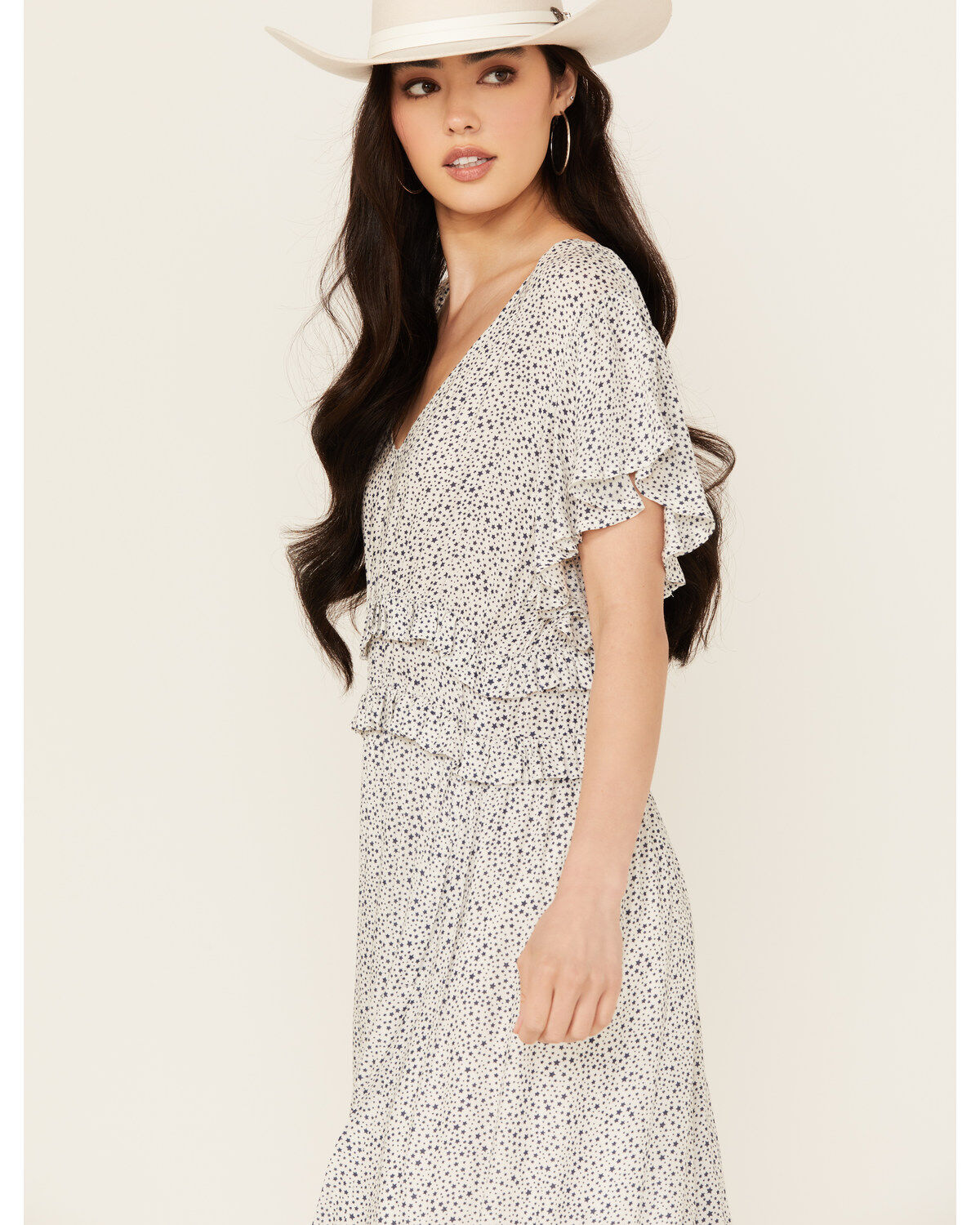 Image #2 - Stetson Women's Herringbone Midi Dress, White, hi-res