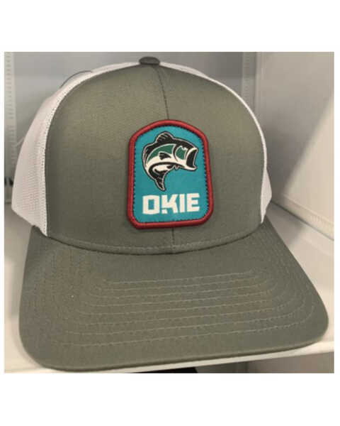 Okie Men's Gray & White Trapper Fish Patch Mesh-Back Ball Cap , Grey, hi-res