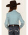 Roper Girls' Ice Crystal Geo Print Long Sleeve Snap Western Shirt , Blue, hi-res