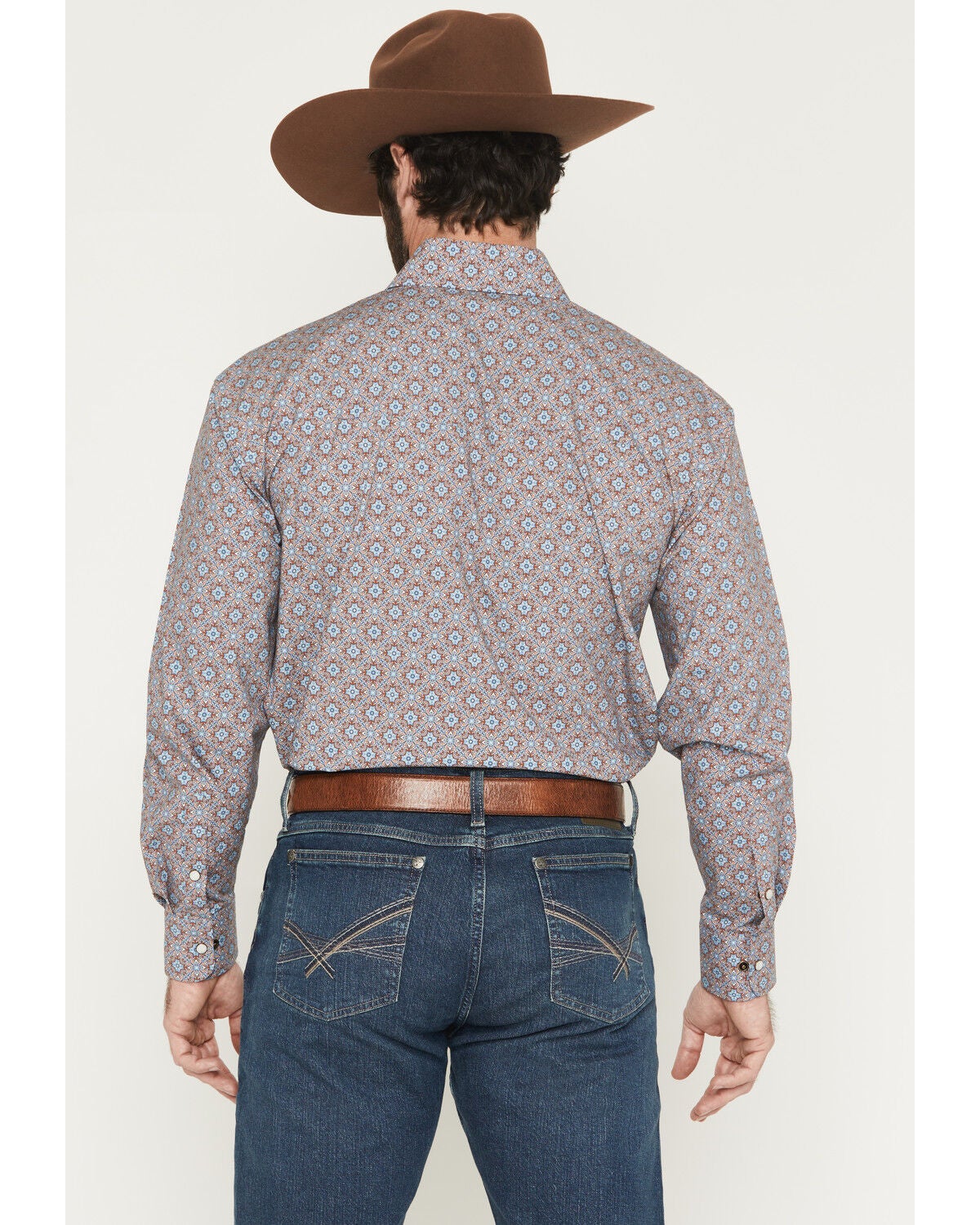 Image #4 - Panhandle Slim Men's Medallion Print Long Sleeve Snap Western Shirt, Rust Copper, hi-res