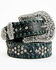 Image #1 - Shyanne Women's Silver Distressed Croc Turquoise & Rhinestone Bling Belt, Grey, hi-res