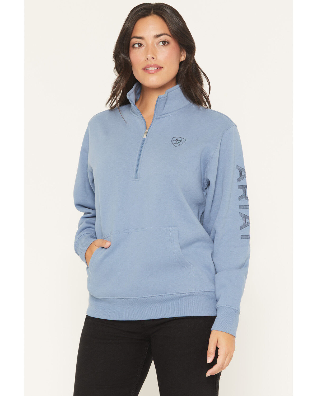 Ariat Women's Boot Barn Exclusive Coronet Half Zip Pullover, Blue, hi-res