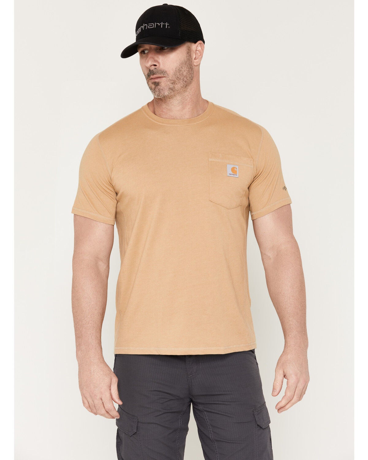 Image #1 - Carhartt Men's Force&reg; Relaxed Fit Short Sleeve Pocket T-Shirt, Sand, hi-res
