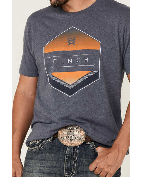 Cinch Men's Diamond Logo Short Sleeve T-Shirt , Heather Grey, hi-res