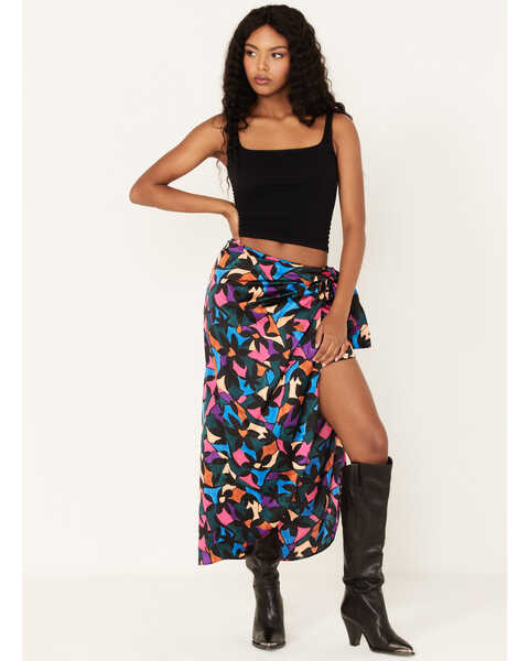 Show Me Your Mumu, Wrap Me Up Skirt in Silver Confetti