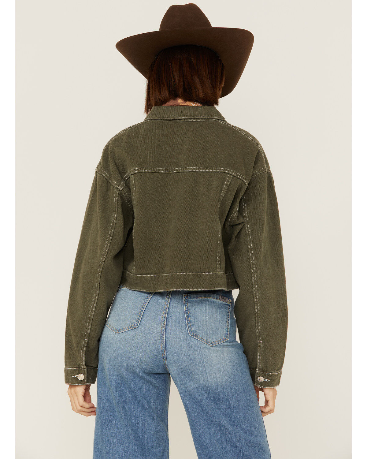 Image #4 - Sadie & Sage Women's Olive Cropped Shacket, , hi-res