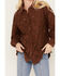 Shyanne Women's Lace Fringe Button-Down Shacket, Dark Brown, hi-res