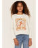 Somewhere West Girls' Round Em Up Rodeo Tour Desert Horse Graphic Sweatshirt, Ivory, hi-res