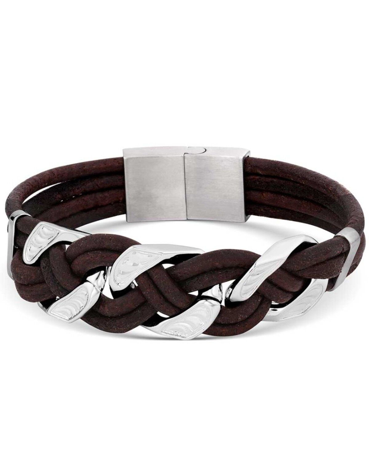 Montana Silversmiths Men's Rustic Braided Bracelet, Silver, hi-res