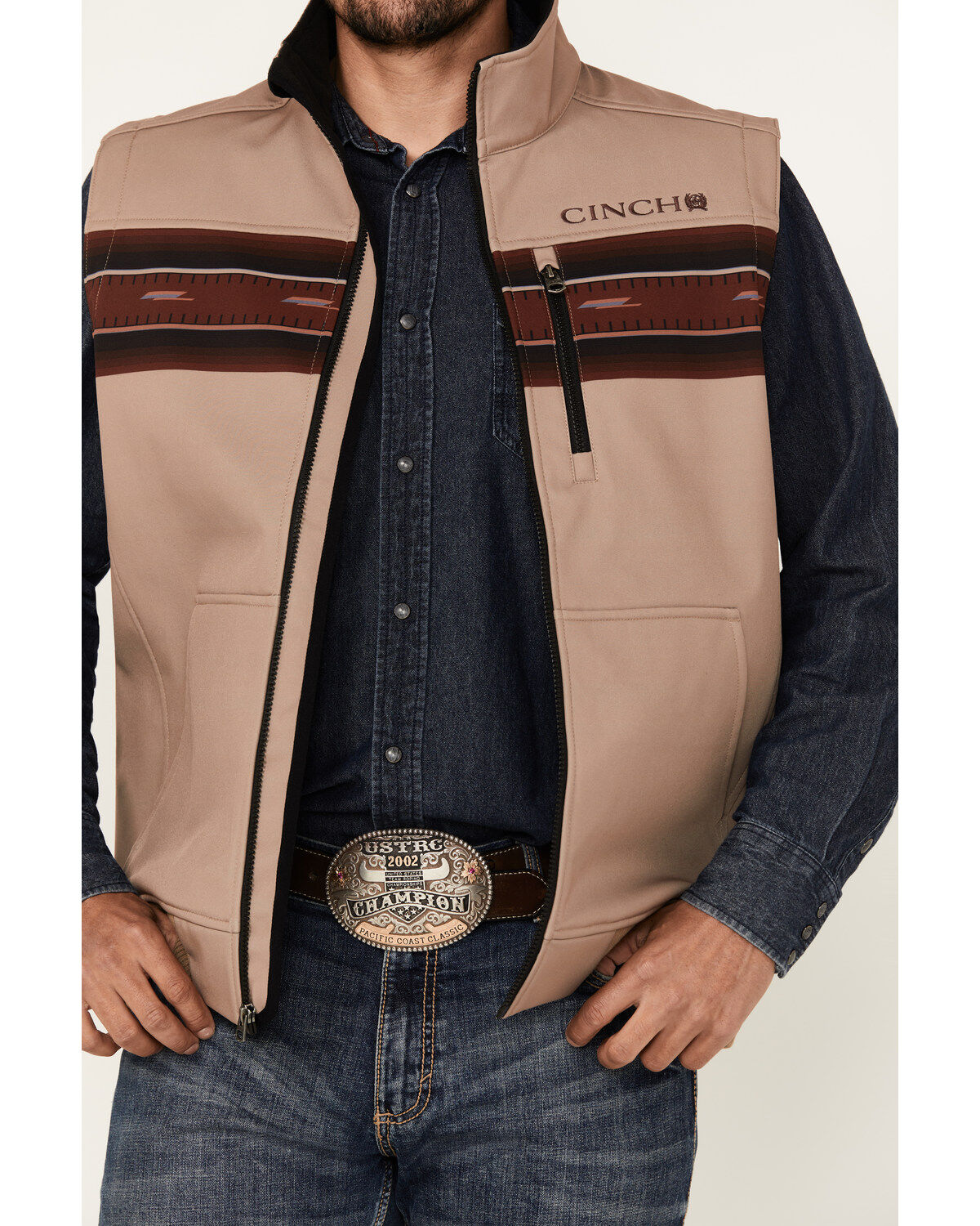 Cinch Men's Southwestern Border Print Bonded Bomber Vest