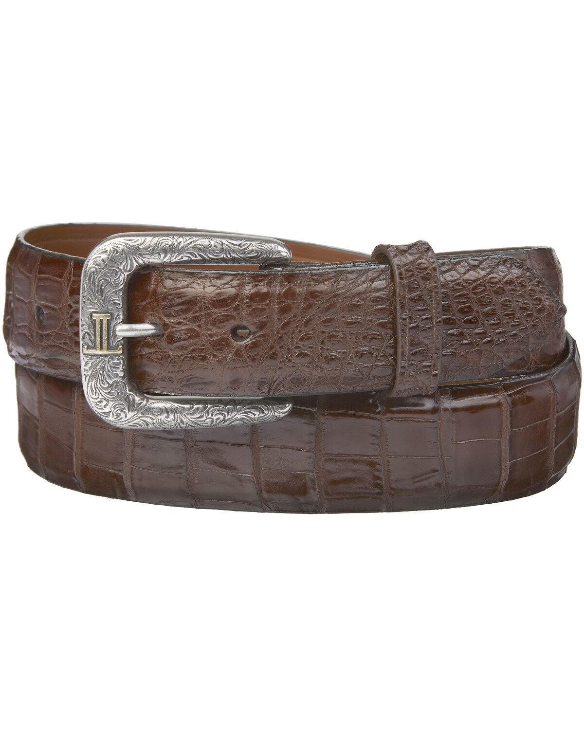 Men's Rustic Sand Python Snake Pattern Leather Overlay Silver Tone Buckle 