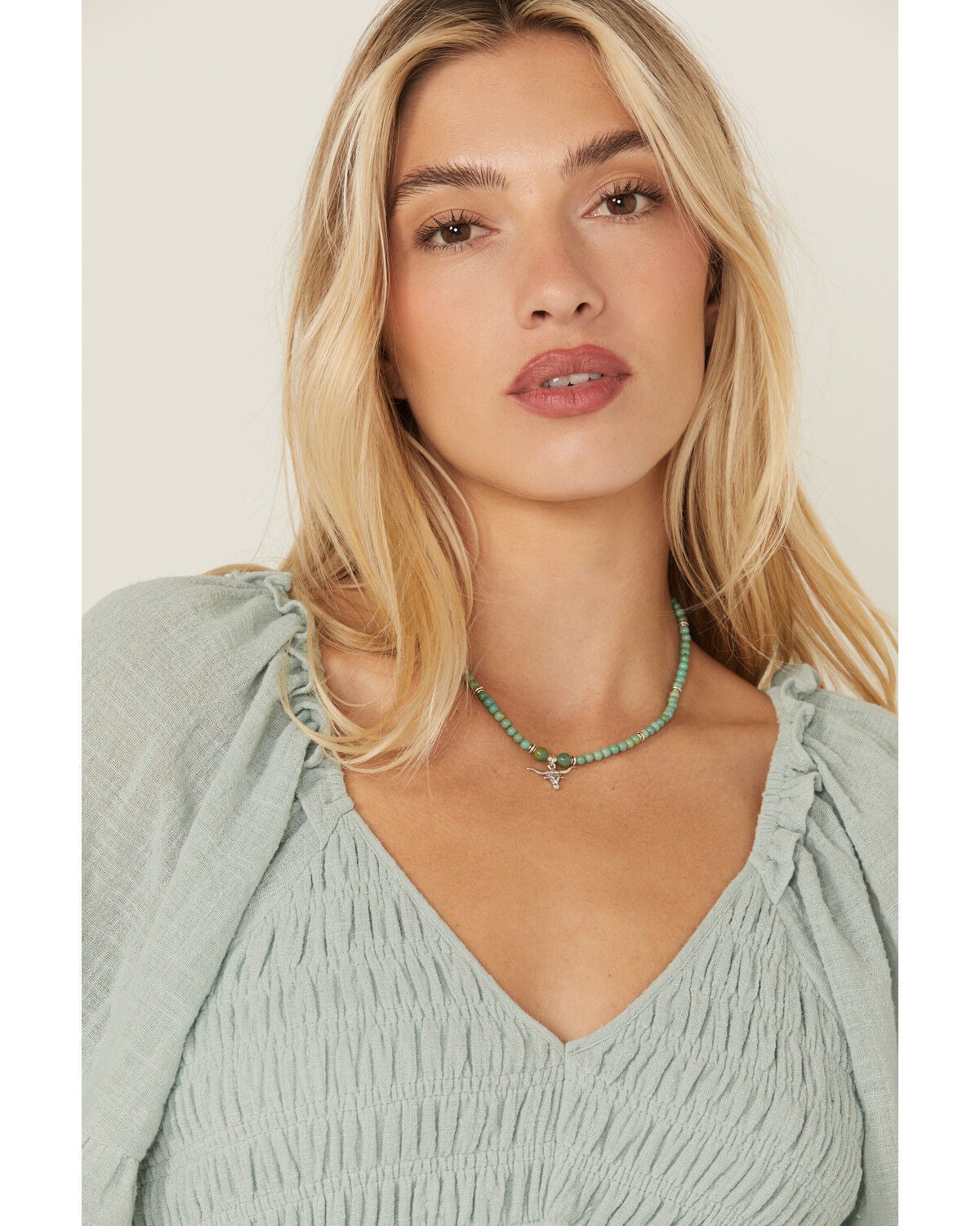 Paige Wallace Women's Longhorn Turquoise Necklace, Silver, hi-res