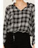 Image #2 - Wild Moss Women's Long Sleeve Tie Neck Peasant Blouse, Black, hi-res