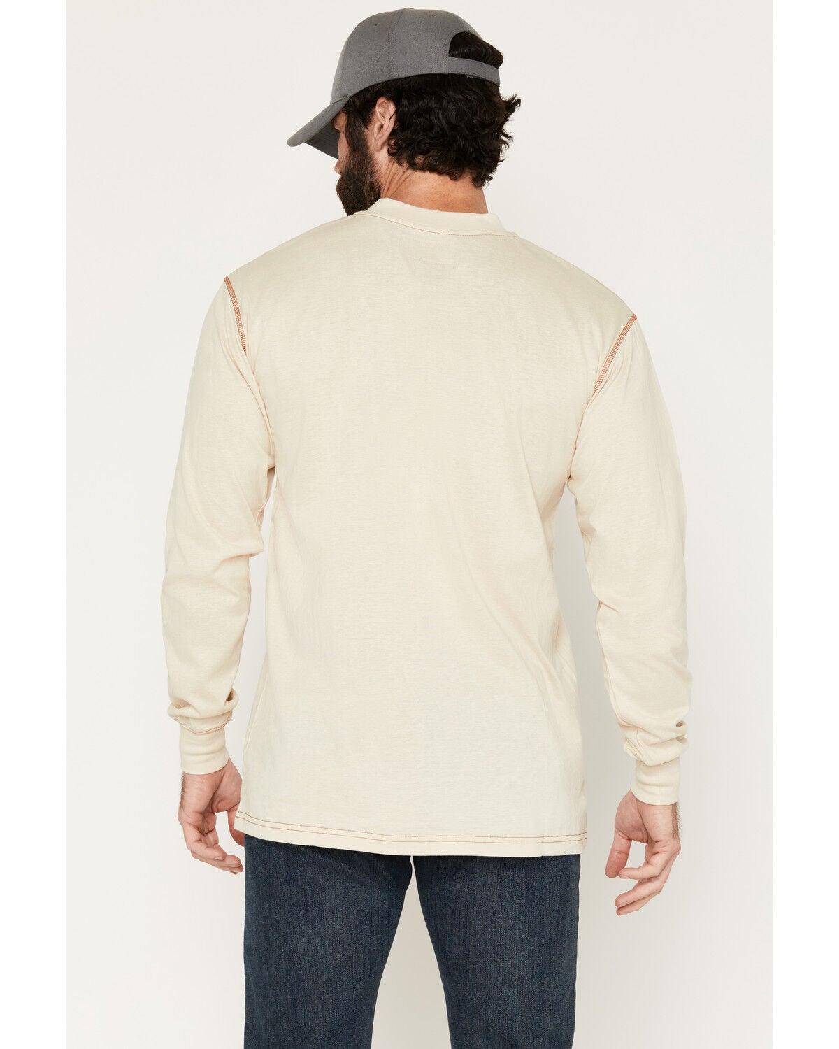 Image #4 - Forge Workwear Men's FR Solid Long Sleeve 1/4 Button-Down Henley Work Shirt, Sand, hi-res